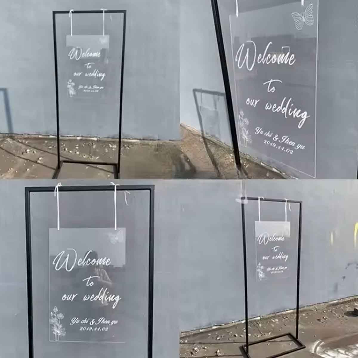 Arco de casamento placa de acrilico fachada recepção com cavalete ferro Personalizado nome marca logo foto arte frase - Image 2