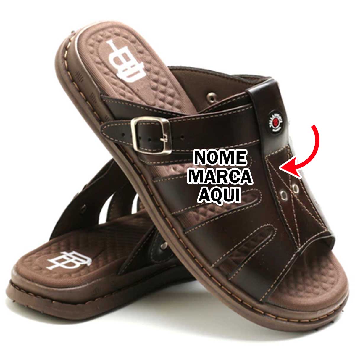 Sandália Chinelo Masculino Personalizado com nome marca logotipo empresa foto arte frase personalizada - Image 2