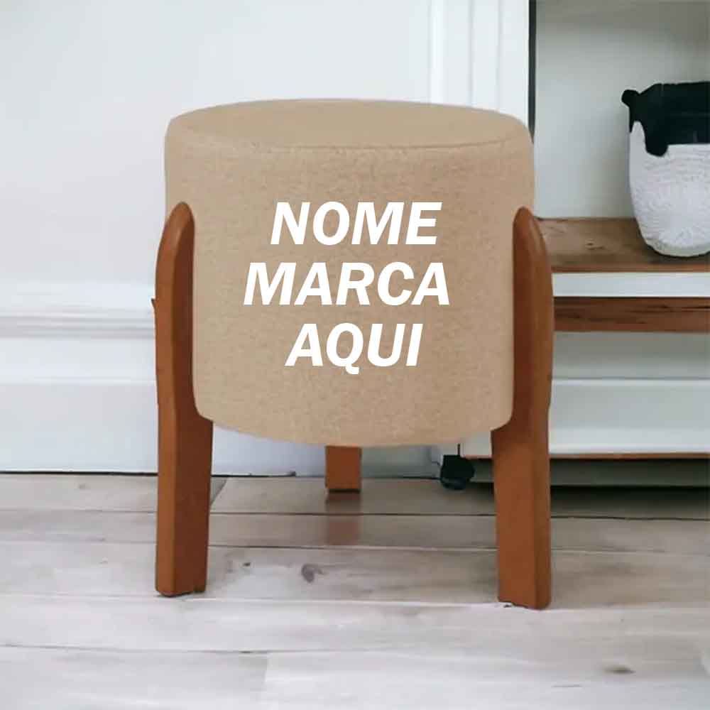 Puff Banquinho redondo com pé de madeiraPersonalizado com nome marca logotipo empresa foto arte frase personalizada - Image 2