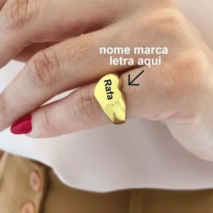 Anel Ajustável Mindinho Coração Prata ou Dourado Personalizado com Nome Marca Logo Letra - Image 2